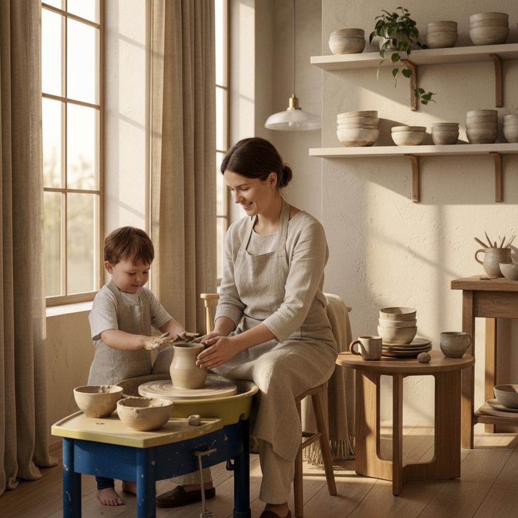 Pottery studio — parent and child
