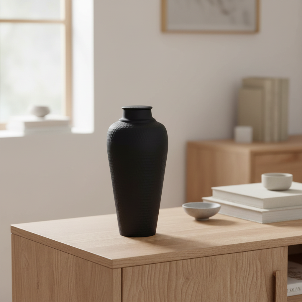 Small Black Hammered Vase