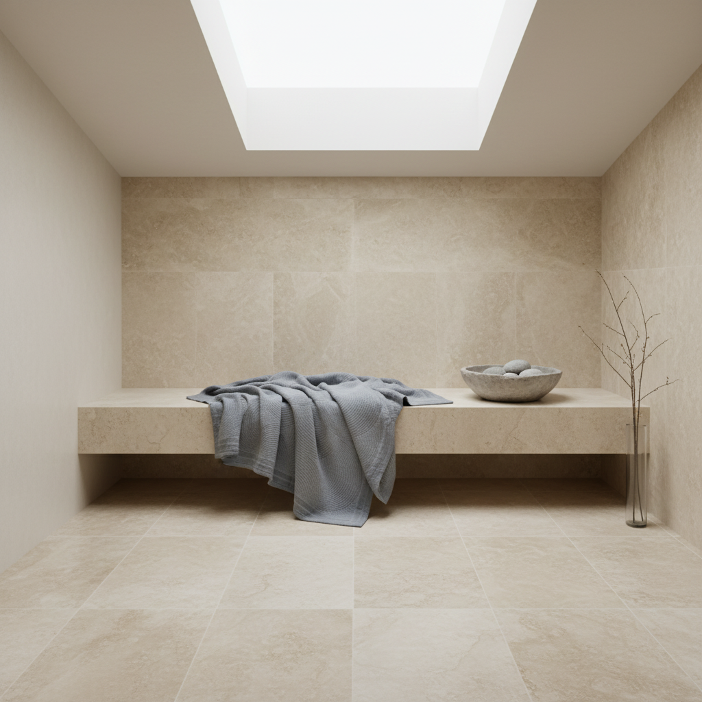 Spa limestone bathroom